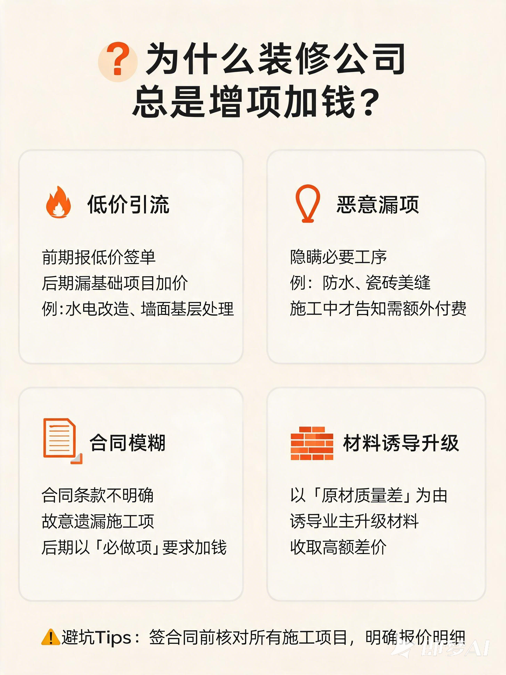 为什么装修公司总是增项价钱